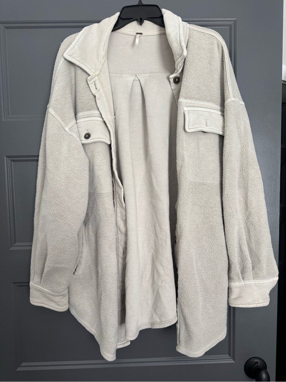 Free People Cream Fleece Teddy Jacket